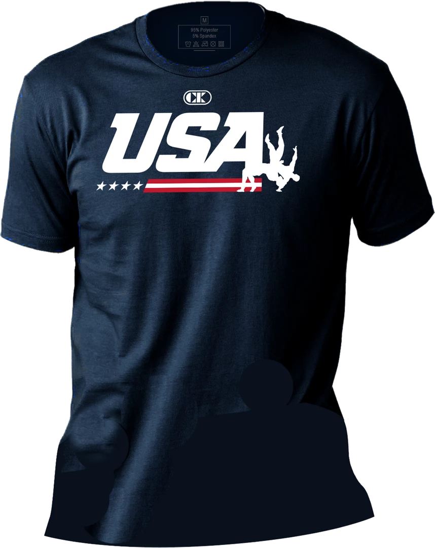 Cliff Keen | T65US19 | USA Suplay Lifestyle Tee | Sueded Poly Shirt | Navy Wrestling 1 Cliff Keen | T65US19 | USA Suplay Lifestyle Tee | Sueded Poly Shirt | Navy Wrestling
