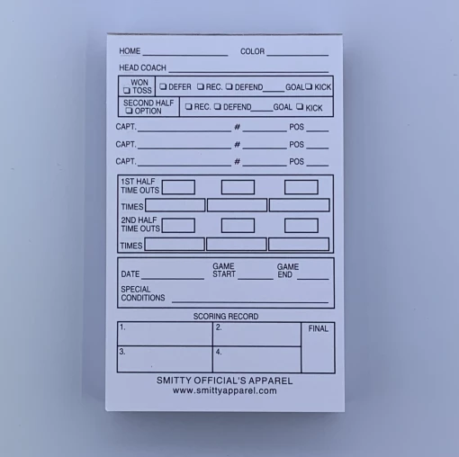 Smitty Official's Apparel Accessories Smitty | ACS-536 | Throw Away Game Cards | Set Of 25 | 2-sided | Official's Choice!